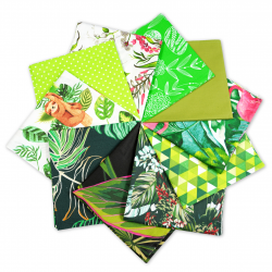 Cotton fabric Patchwork set 20 pcs. 40 x 40 cm - Green/Adult