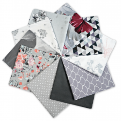 Cotton fabric Patchwork set 20 pcs. 40 x 40 cm - Gray/Adult