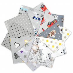 Cotton fabric Patchwork set 20 pcs. 40 x 40 cm - Gray/Boy