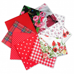 Cotton fabric Patchwork set 20 pcs. 40 x 40 cm - Red/Adult