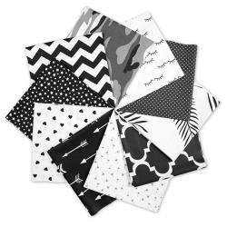 Cotton fabric Patchwork set 20 pcs. 40 x 40 cm - Black and White