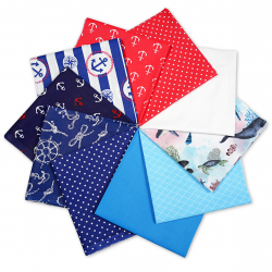 Cotton fabric Patchwork set 20 pcs. 40 x 40 cm - Nautical patterns