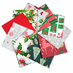 Cotton fabric Patchwork set 20 pcs. 40 x 40 cm - Christmas patterns