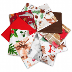 Cotton fabric Patchwork set 20 pcs. 40 x 40 cm - Christmas patterns