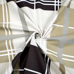 Cotton 100% large beige and brown check - 220 cm