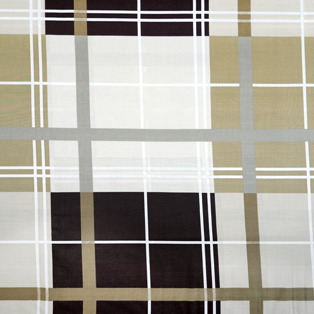 Cotton 100% large beige and brown check - 220 cm