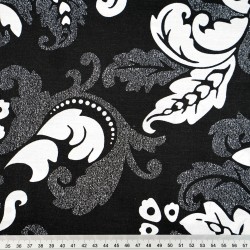 Cotton 100% black and white folk pattern - 220 cm