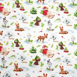 Cotton 100% Christmas pattern snowmen with deers