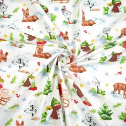 Cotton 100% Christmas pattern snowmen with deers