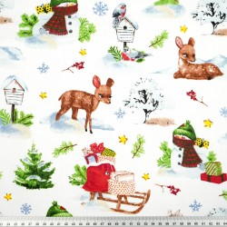 Cotton 100% Christmas pattern snowmen with deers