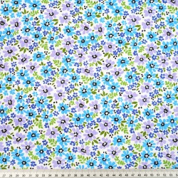 Cotton 100% purple blue meadow on a white background