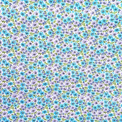 Cotton 100% purple blue meadow on a white background