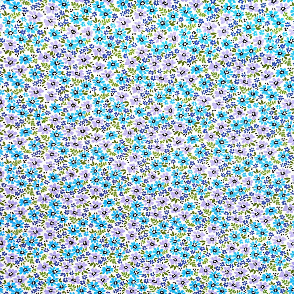 Cotton 100% purple blue meadow on a white background