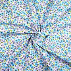 Cotton 100% purple blue meadow on a white background