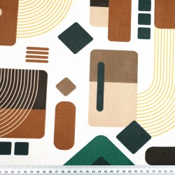 Cotton 100% green brown geometric pattern