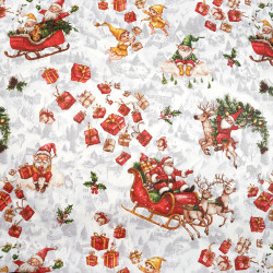 Cotton 100% with Santa Claus Sleigh Christmas pattern