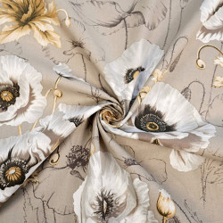 Cotton 100% large poppies on a beige background - 220 cm