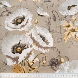 Cotton 100% large poppies on a beige background - 220 cm