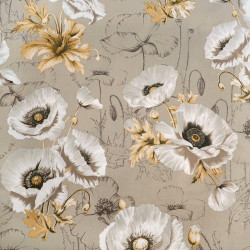 Cotton 100% large poppies on a beige background - 220 cm