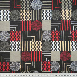 Cotton 100% mini black-red geometric patchwork