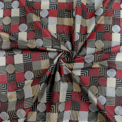 Cotton 100% mini black-red geometric patchwork