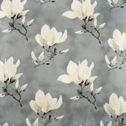 Cotton 100% ecru magnolia flowers on a gray background