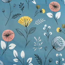 Cotton 100% poppy flowers on a denim background