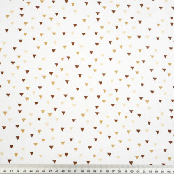 Cotton 100% mini brown and beige triangles on a white background