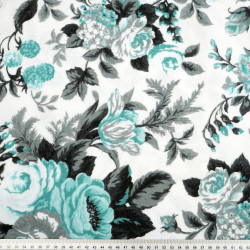 Flannel mint and grey gypsy roses pattern