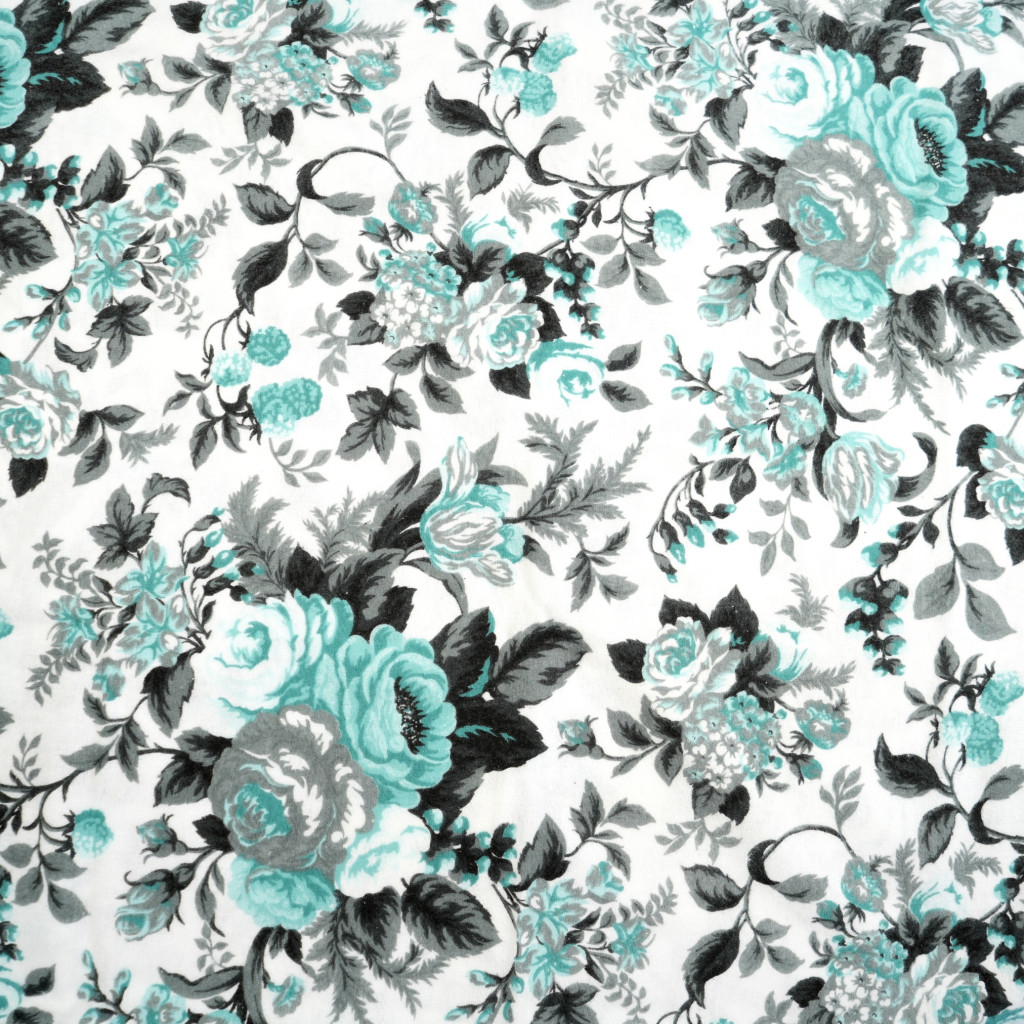 Flannel mint and grey gypsy roses pattern