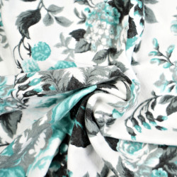 Flannel mint and grey gypsy roses pattern