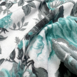 Flannel mint and grey gypsy roses pattern