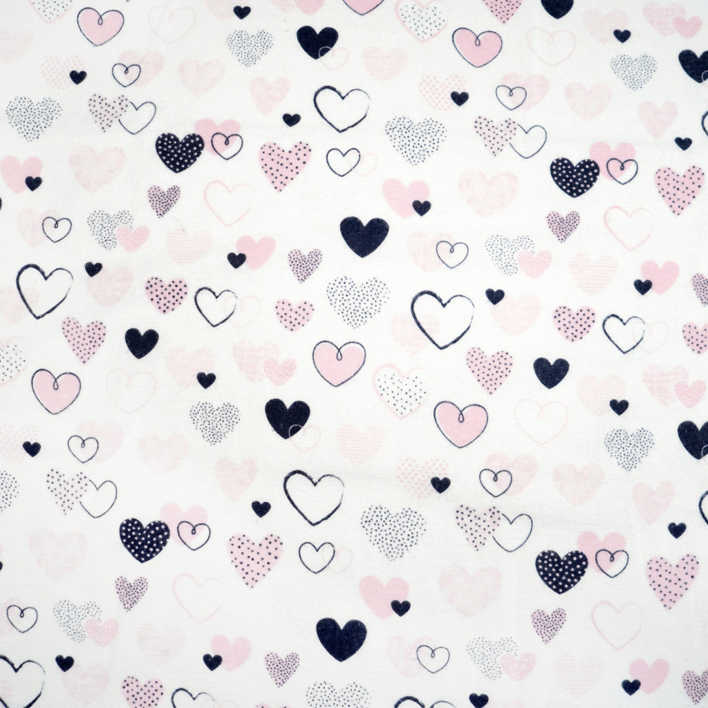 Flannel pink and navy patterned hearts