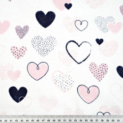 Flannel pink and navy patterned hearts