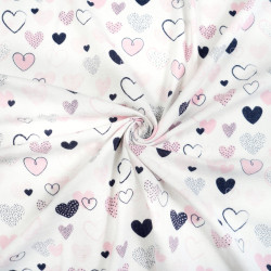 Flannel pink and navy patterned hearts