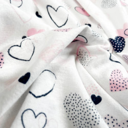 Flannel pink and navy patterned hearts