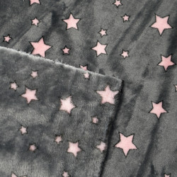 Soft fleece Plus pink stars on a graphite background