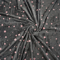 Soft fleece Plus pink stars on a graphite background