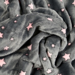 Soft fleece Plus pink stars on a graphite background