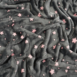 Soft fleece Plus pink stars on a graphite background