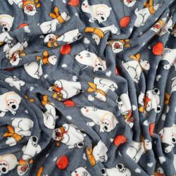 Soft fleece Plus polar bears with balloons on a dark gray background