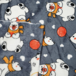 Soft fleece Plus polar bears with balloons on a dark gray background