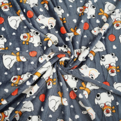 Soft fleece Plus polar bears with balloons on a dark gray background