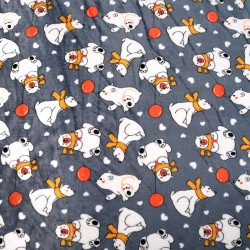 Soft fleece Plus polar bears with balloons on a dark gray background