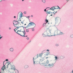 Soft fleece Plus elephants on a pink background