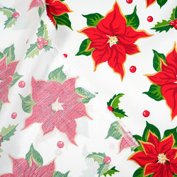 Stain-resistant tablecloth fabric, Christmas pattern, gilded poinsettia - linen pattern