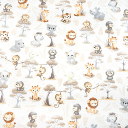 Cotton 100% African baby animals on white background