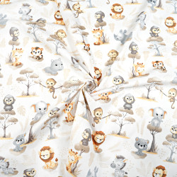 Cotton 100% African baby animals on white background