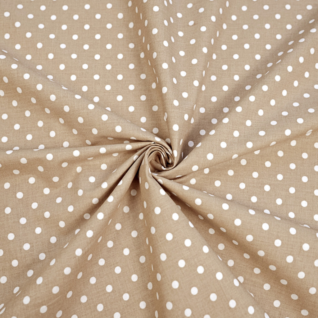 Cotton white dots 4mm beige background