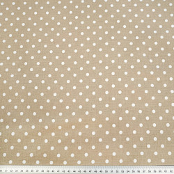 Cotton white dots 4mm beige background